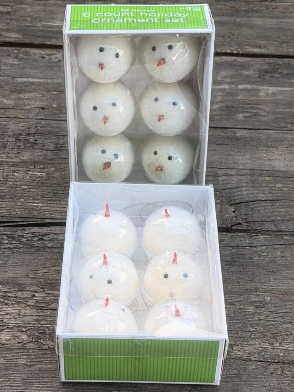 2009 Set Of 12 Target Snowman Fuzzy Round Christmas Ornaments NEW in Box